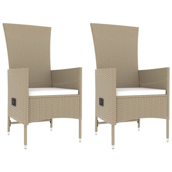 vidaXL Garden Lounge Set Beige PE rattan, steel, tempered glass 3 Piece
