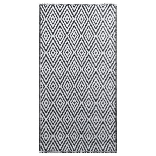 vidaXL Outdoor Carpet White and Black Polypropylene 74.8 x 114.2 in