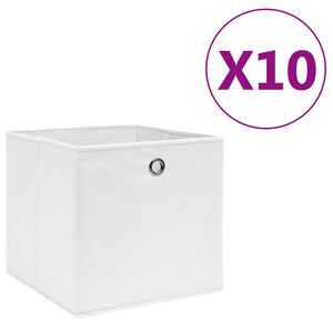 vidaXL Storage Box Set of 10 White Non-woven fabric 11 x 11 x 11 in