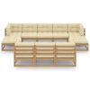 vidaXL Garden Lounge Set Honey brown Solid pinewood, fabric (100% polyester)