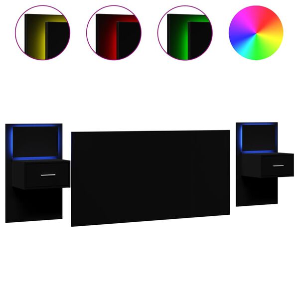 vidaXL Bed Headboard With Cabinet Black Engineered wood Medium