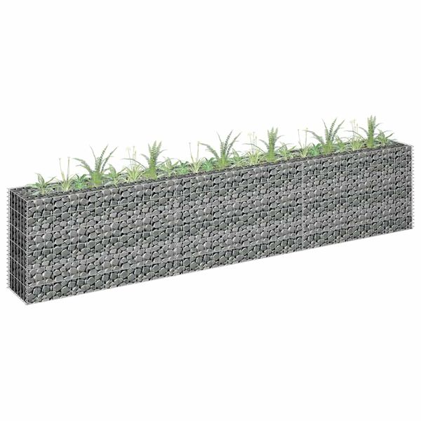 vidaXL Gabion Raised Bed Silver Galvanized Steel 106.3 x 11.8 x 23.6 in