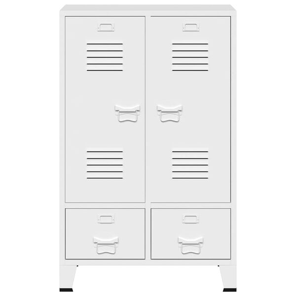 vidaXL Wardrobe White Steel Medium Height-Adjustable Shelves Wardrobe