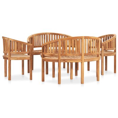 vidaXL 5 Piece Banana Patio Lounge Set Solid Teak Wood