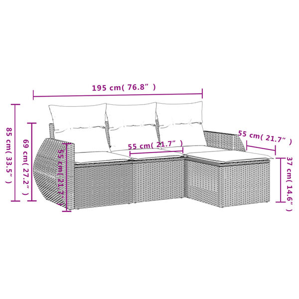 vidaXL Garden Sofa Set Beige, Light Grey