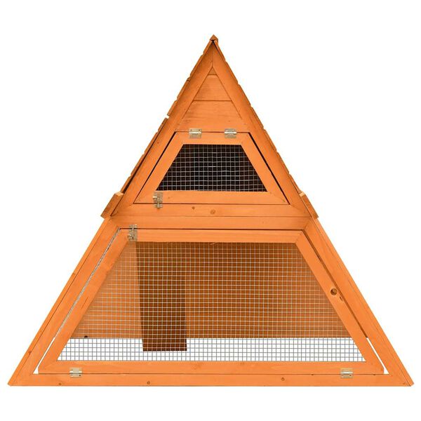vidaXL Rabbit Hutch Brown Solid Pine Wood 60.0 x 50.4 x 42.5 in