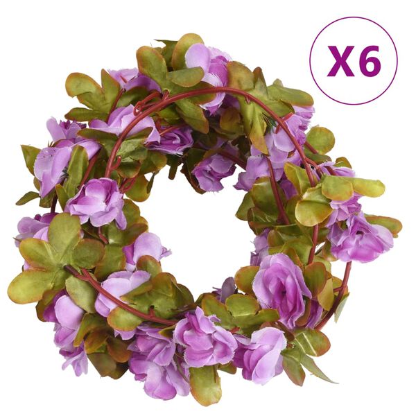 vidaXL Christmas Flower Garland Light Purple Faux Silk, PE 98.4 in