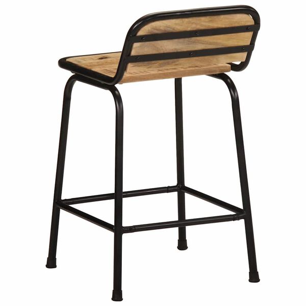 vidaXL Bar Stool Set of 4 Brown and black Solid rough mango wood, iron