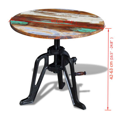 vidaXL Side Table Solid Reclaimed Wood Cast Iron 23.6"x(16.5"-24.8")