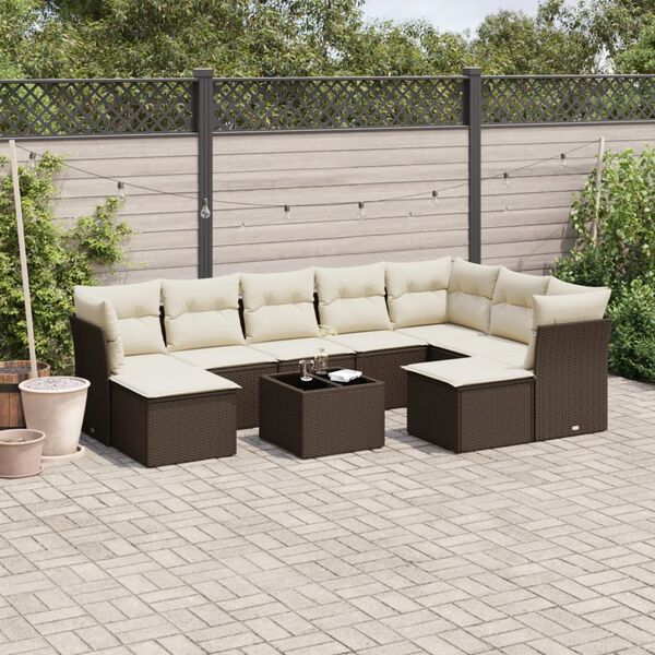 vidaXL Garden Sofa Set Brown, Cream White