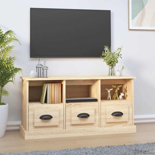 vidaXL TV Cabinet Sonoma Oak Engineered Wood TV Cabinet Rectangular