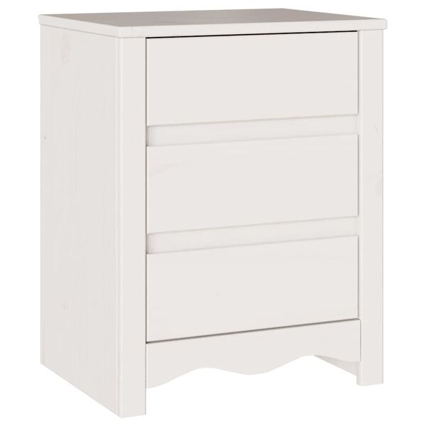 vidaXL Bedside Cabinet Drammen White 45 x 35 x 56 cm Solid pine wood