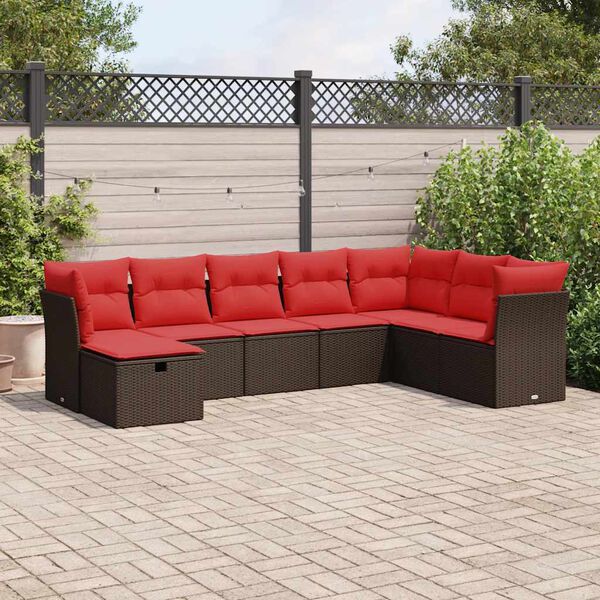 vidaXL 8 Piece Patio Sofa Set with Cushions Brown Poly Rattan