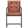 vidaXL Dining Chair Set of 6 Brown Genuine leather, powder-coated steel