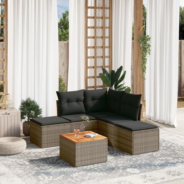 vidaXL Garden Sofa Set Gray, Dark Gray, Brown