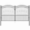 vidaXL Fence Gate with Spear Top Black 120.1"x 68.9" Powder-coated Steel