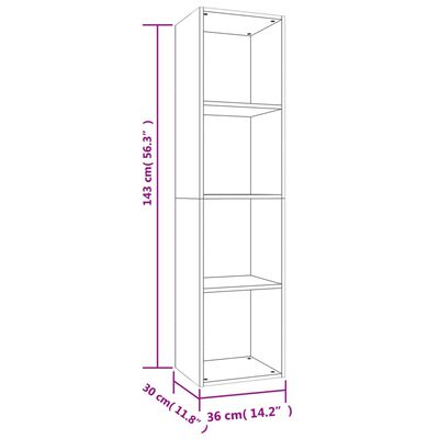 vidaXL Book Cabinet/TV Stand Concrete Gray 14.2"x11.8"x56.3" Engineered Wood