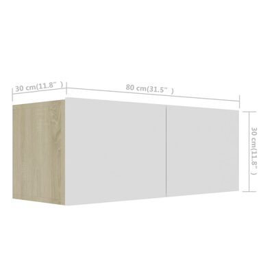 vidaXL TV Cabinet White and Sonoma Oak 31.5"x11.8"x11.8" Engineered Wood