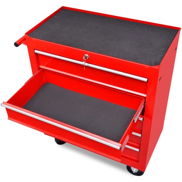 Red Workshop Tool Trolley 5 Drawers