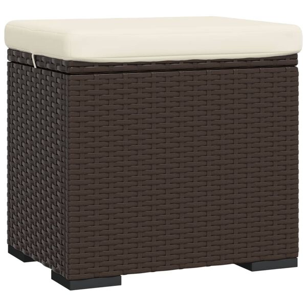 vidaXL Ottoman Brown Poly Rattan Small Durable Ottoman Square