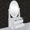 vidaXL Vanity Table Soft White MDF Compact Vanity Table Oval Vintage