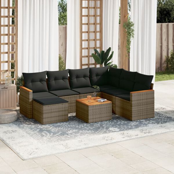 vidaXL Garden Sofa Set Grey PE rattan Large Modular Garden Sofa Set