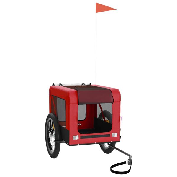 vidaXL Pet Bike Trailer Red and Black Oxford fabric, Iron, PVC Small