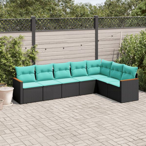 vidaXL Patio Sofa Set Black and Blue