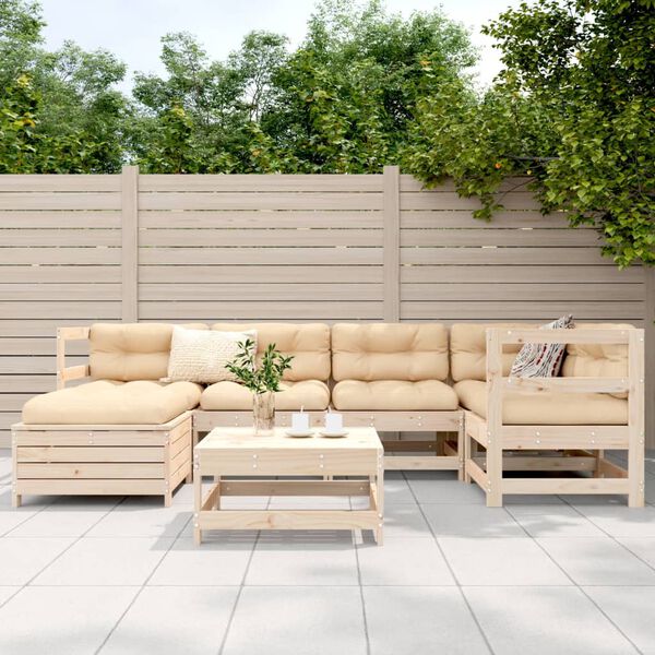 vidaXL Garden Sofa Set Natural Wood Solid Pine Wood Large Modular