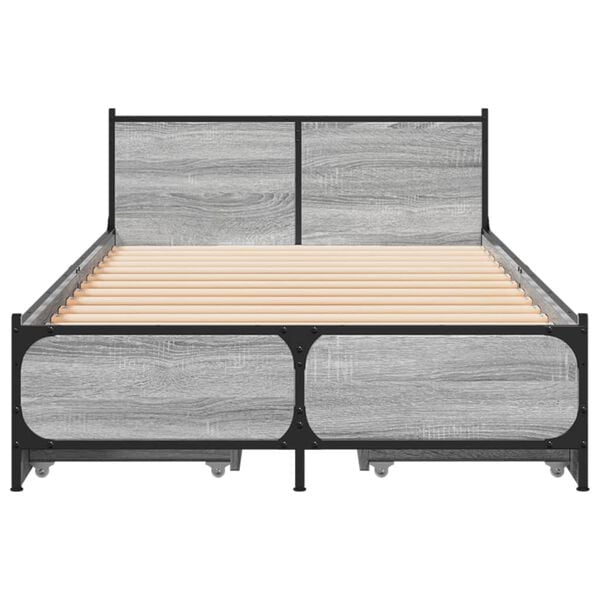 vidaXL Bed Frame Gray Sonoma Engineered wood Single Bed Frame