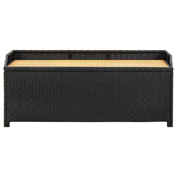 vidaXL Storage Bench Black Poly rattan 47.2 in Storage Bench