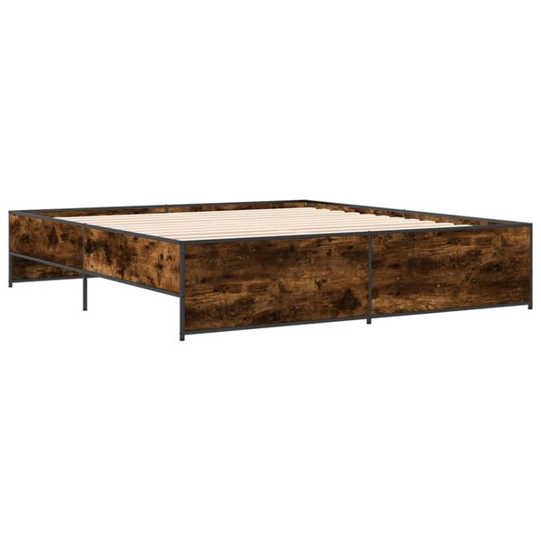 vidaXL Bed Frame Smoked Oak Engineered wood, steel Double Tough