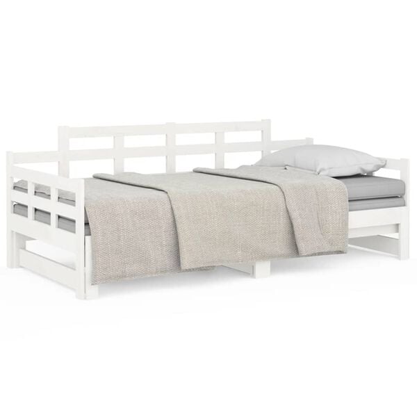 vidaXL Day Bed White Solid Pine Wood 2x Convertible Day Bed