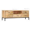 vidaXL TV Stand Natural Mango Wood Solid Mango Wood and Iron Medium