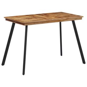 vidaXL Dining Table Natural wood, Black Solid teak wood, Iron Medium