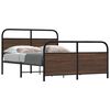 vidaXL Bed Frame Brown Oak Steel, Engineered Wood Full Bed Frame