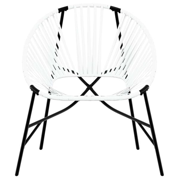 vidaXL Garden Egg Chair Black and White PE rattan, powder-coated steel