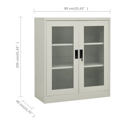 vidaXL Office Cabinet Light Gray 35.4"x15.7"x41.3" Steel