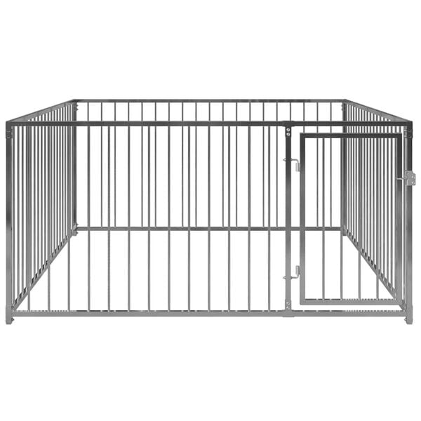 vidaXL Dog Kennel Silver Steel 78.7x78.7x39.4 in Durable Dog Kennel