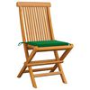 vidaXL Patio Chairs with Green Cushions 8 pcs Solid Teak Wood