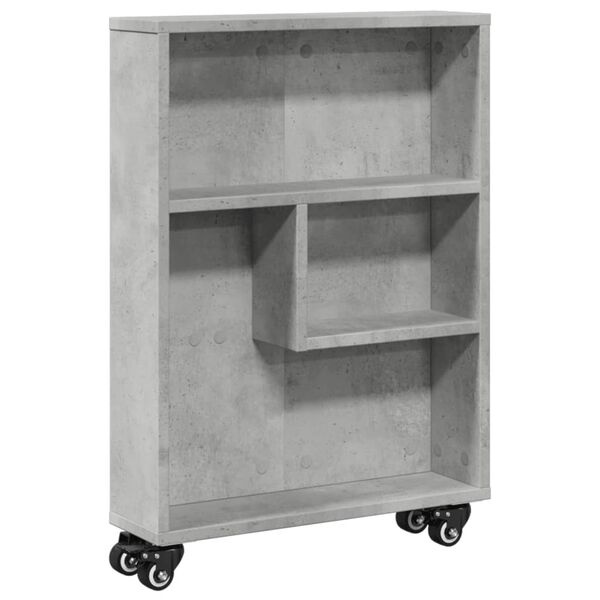 vidaXL Narrow Storage Trolley Concrete Grey Engineered Wood Narrow