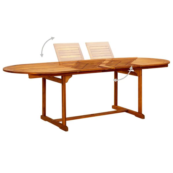 vidaXL Garden Table Brown Solid acacia wood Large Extendable
