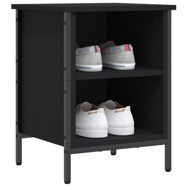 vidaXL Shoe Cabinet Black Engineered wood, powder-coated steel Medium