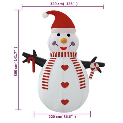vidaXL Inflatable Snowman with LEDs 12 ft