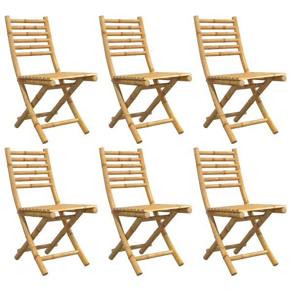 vidaXL Garden Chair Set of 6 Natural Bamboo Standard Foldable