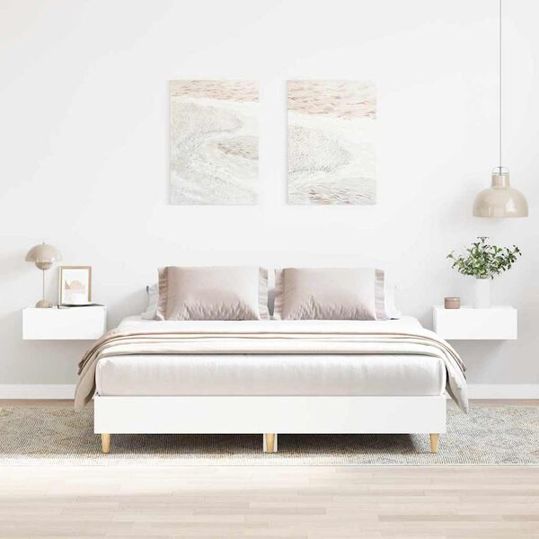 vidaXL Bed Frame 2 pcs White 59.84 x 79.92 in Engineered Wood