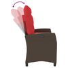 vidaXL Reclining Garden Bench Brown PE rattan Large