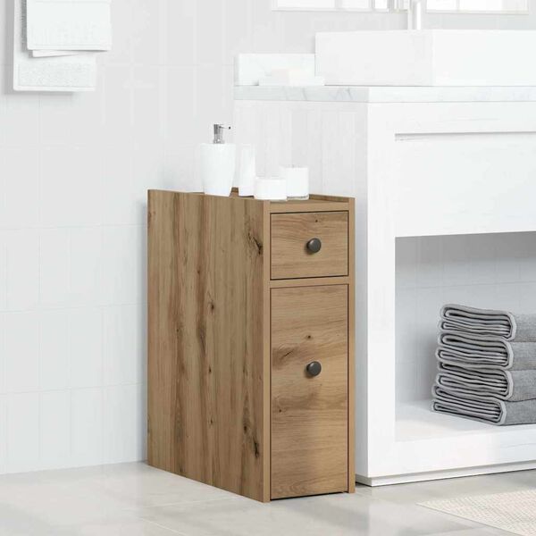 vidaXL Narrow Bathroom Cupboard Artisan oak Engineered wood Narrow