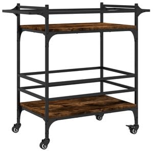 vidaXL Kitchen Trolley Smoked Oak 32.3"x15.7"x30.9" Engineered Wood
