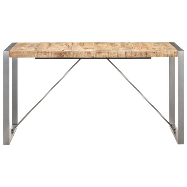 vidaXL Dining Table Brown Solid Rough Mango Wood Heavy Weight Endurance